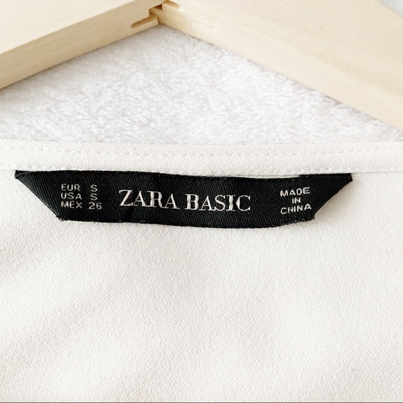 Zara Off White Tied Bell Sleeve V Neck Top - Picture 7 of 11